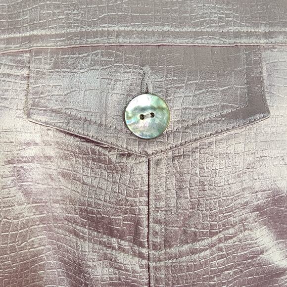 Ruby Rd Jacket Womans Size 12 Shimmery Textured Button Up Purple Pockets 3/4 Slv - Picture 7 of 12